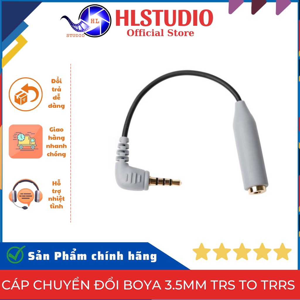 Cáp chuyển đổi BOYA 3.5mm TRS to TRRS HL Studio