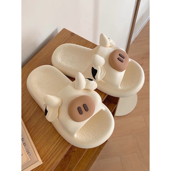 Dép quai ngang, dép bông bò sữa siêu dễ thương siêu cưng