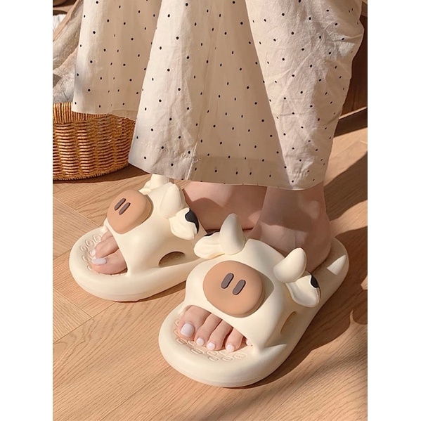 Dép quai ngang, dép bông bò sữa siêu dễ thương siêu cưng
