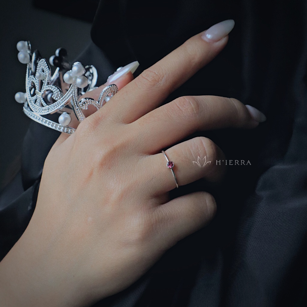 Nhẫn bạc nữ H'ierra Water Ring miniver đính đá Moonstone/ Perdiot/ Spinel