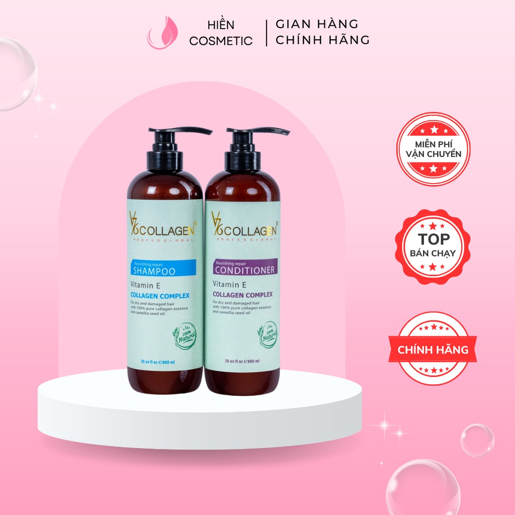Dầu gội xả phục hồi tóc hư tổn V76 Collagen Vitamin E 800ML