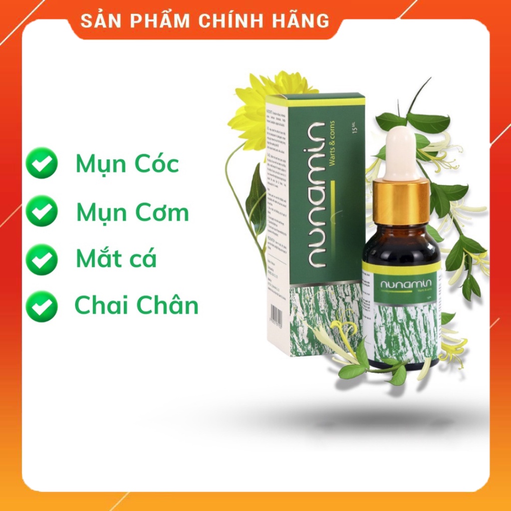 Serum Nunamin 15ml Chuyên dùng cho mụn cóc, mụn cơm, mắt cá chân tay, chai sần