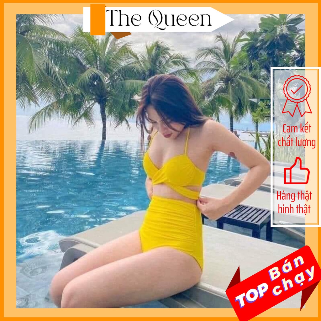 Đồ bơi Bikini 2 mảnh Áo Tắm Gọng chéo quần nhún lưng cao đi biển The Queen Bikini 001