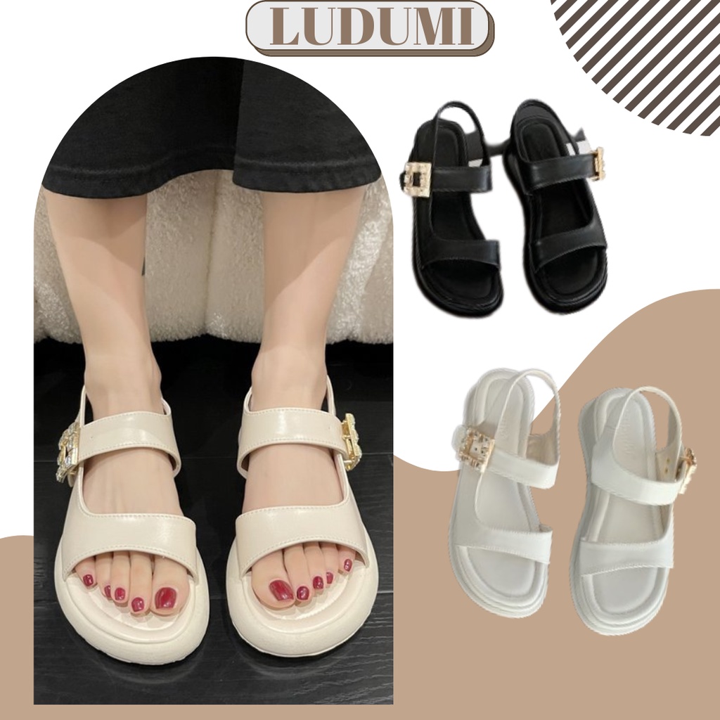 GIÀY SANDAL NỮ LUDUMI - GIÀY PHONG CÁCH BÁNH MÌ NỮ TÍNH- QUAI NGANG ĐẾ BẰNG THƠI TRANG