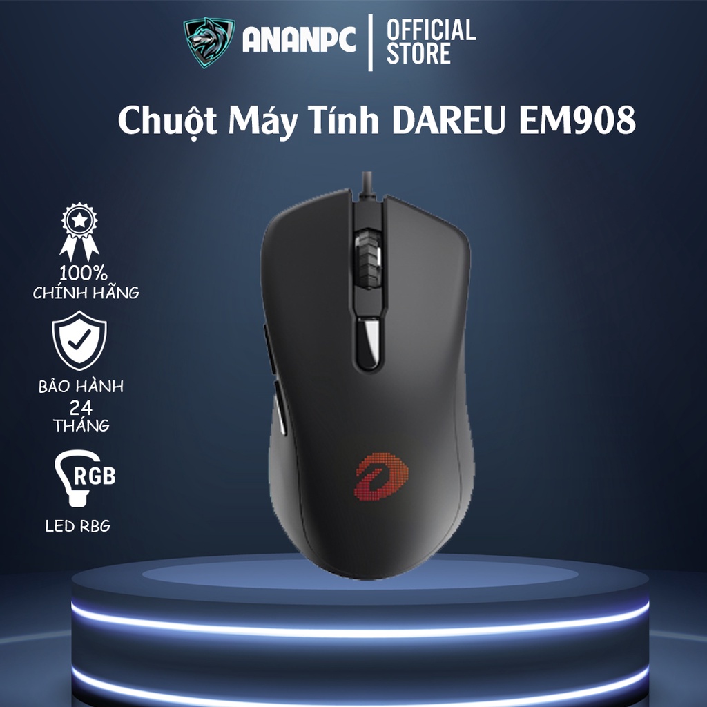 Chuột Máy Tính DAREU EM908 - Chuột Có Dây An An PC Thiết Kế Công Thái Học