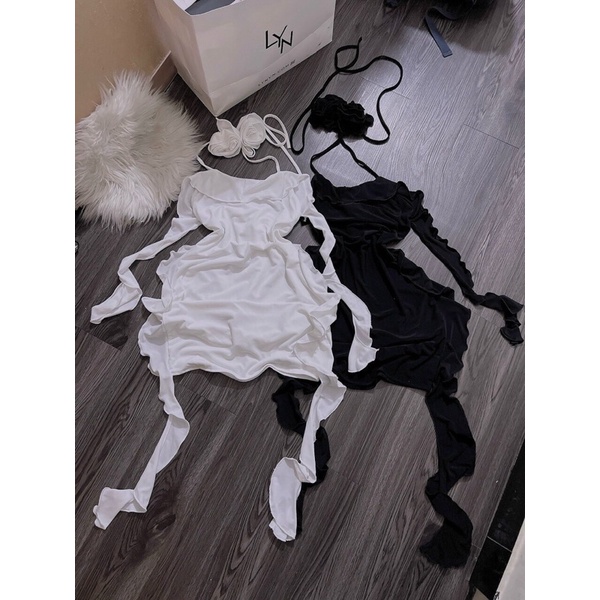 Đầm Đính Hoa Tua Rua Siêu Hot D205