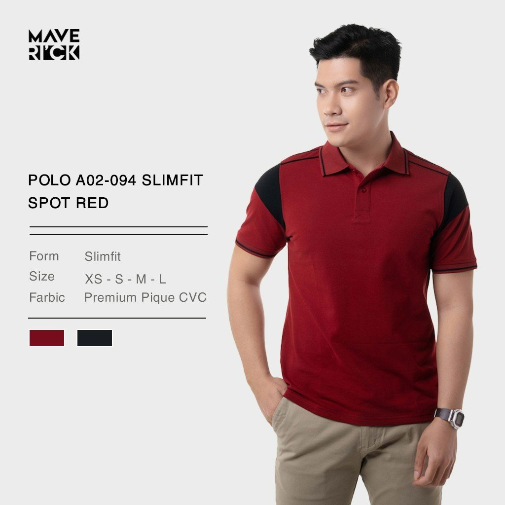 Áo polo nam dáng thể thao SPOT RED vải cotton CVC năng động, lịch lãm - MAVERICK polo no 094