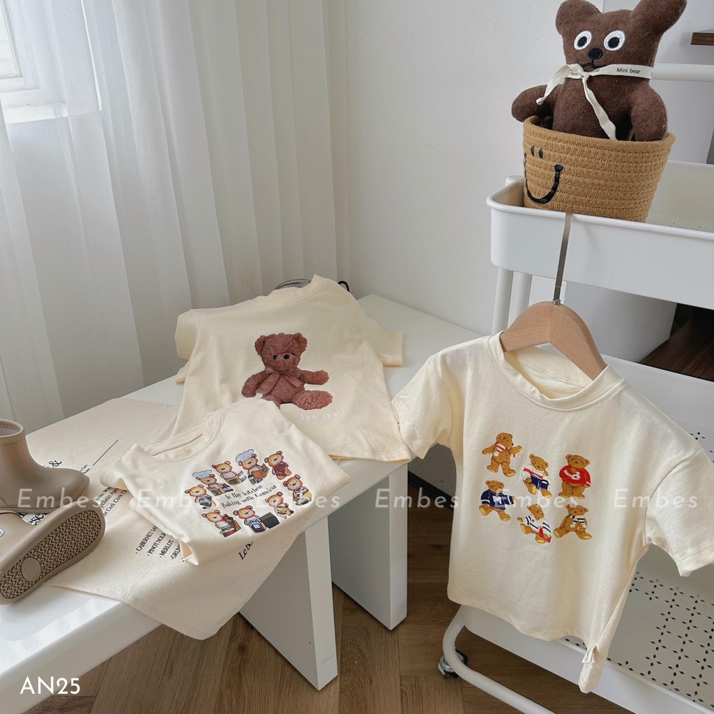 Áo phông cho bé Áo thun cộc tay form rộng chất cotton hàng hãng EMBES dành cho bé từ 9kg đến 23kg