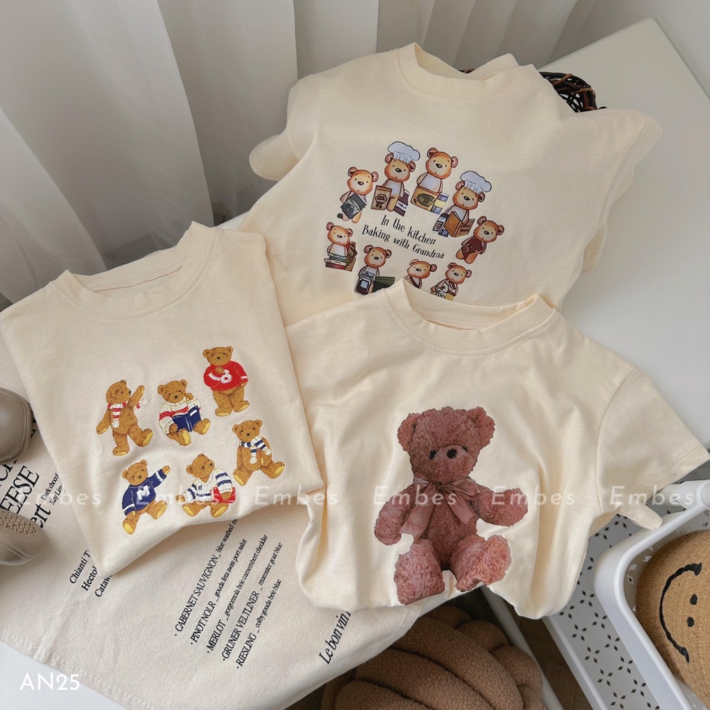 Áo phông cho bé Áo thun cộc tay form rộng chất cotton hàng hãng EMBES dành cho bé từ 9kg đến 23kg