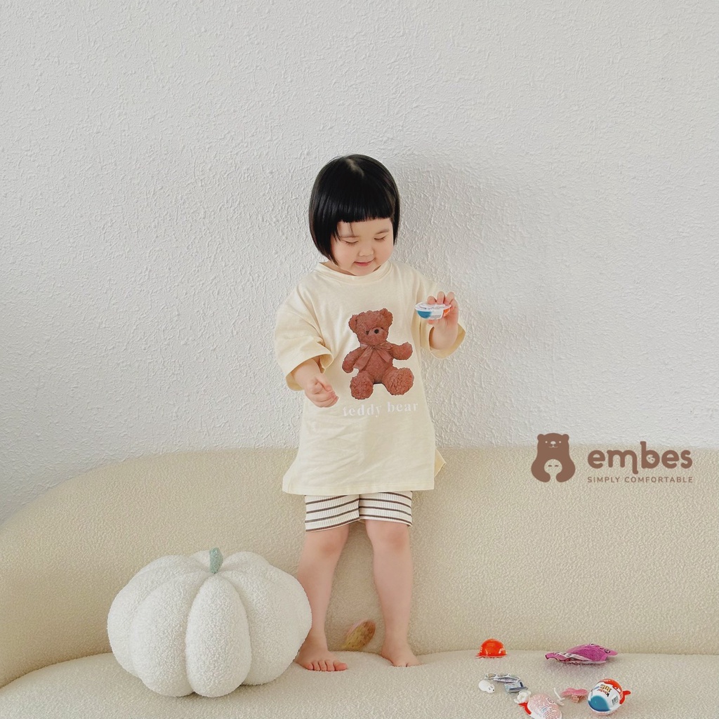 Áo phông cho bé Áo thun cộc tay form rộng chất cotton hàng hãng EMBES dành cho bé từ 9kg đến 23kg