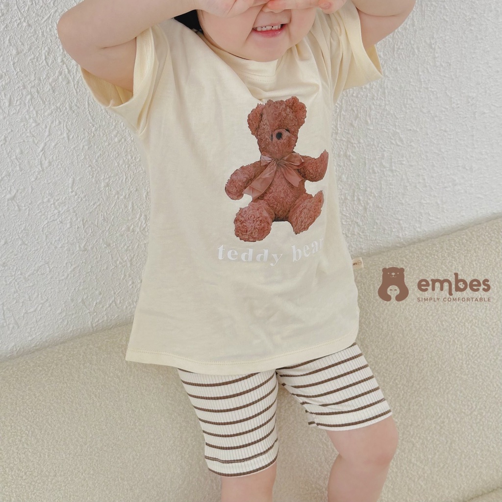 Áo phông cho bé Áo thun cộc tay form rộng chất cotton hàng hãng EMBES dành cho bé từ 9kg đến 23kg