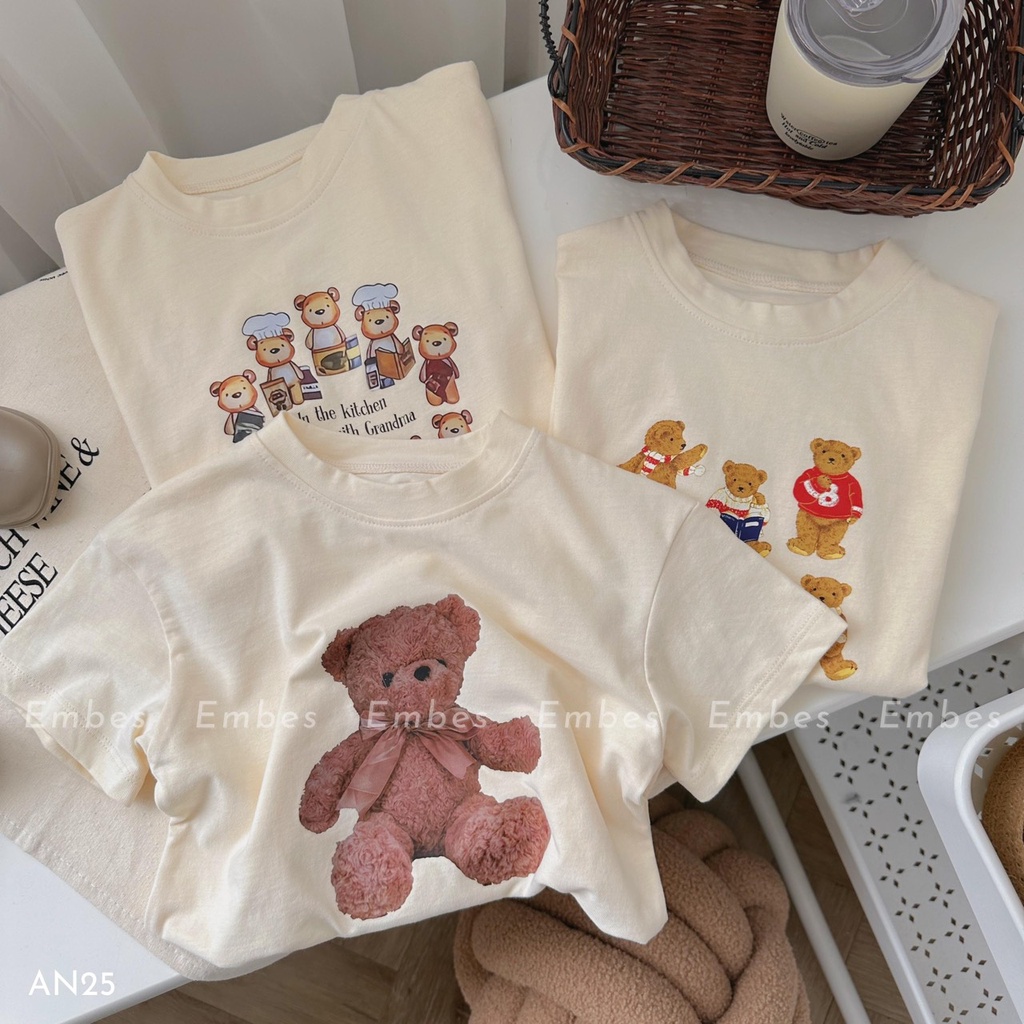 Áo phông cho bé Áo thun cộc tay form rộng chất cotton hàng hãng EMBES dành cho bé từ 9kg đến 23kg