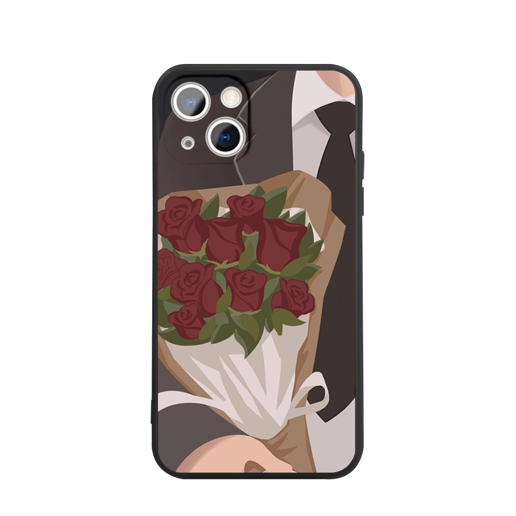 Ốp lưng hoạt hình cặp đôi dễ thương đẹp đen Cho iPhone 14 13 12 11 Pro Max SE 2020 X XR XS 8 7 ip 6S 6 Plus- q2115