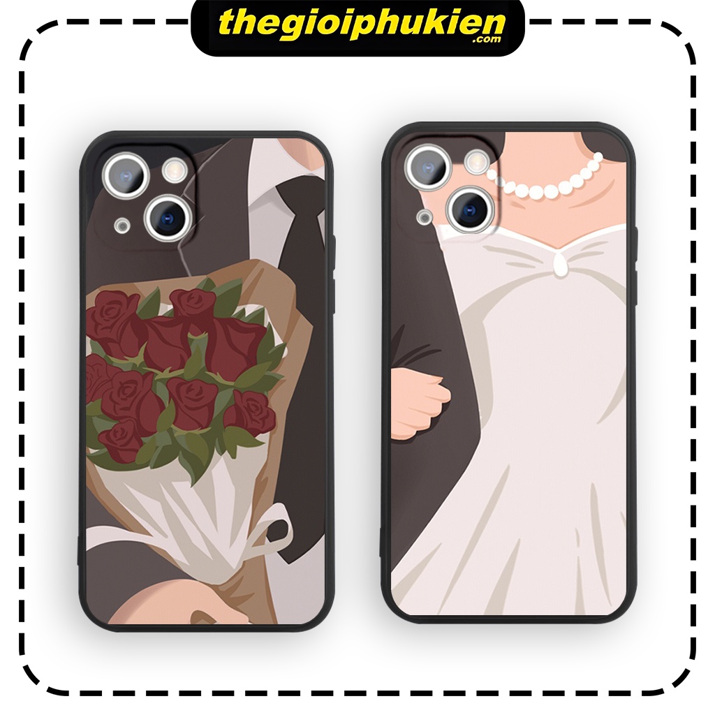 Ốp lưng hoạt hình cặp đôi dễ thương đẹp đen Cho iPhone 14 13 12 11 Pro Max SE 2020 X XR XS 8 7 ip 6S 6 Plus- q2115