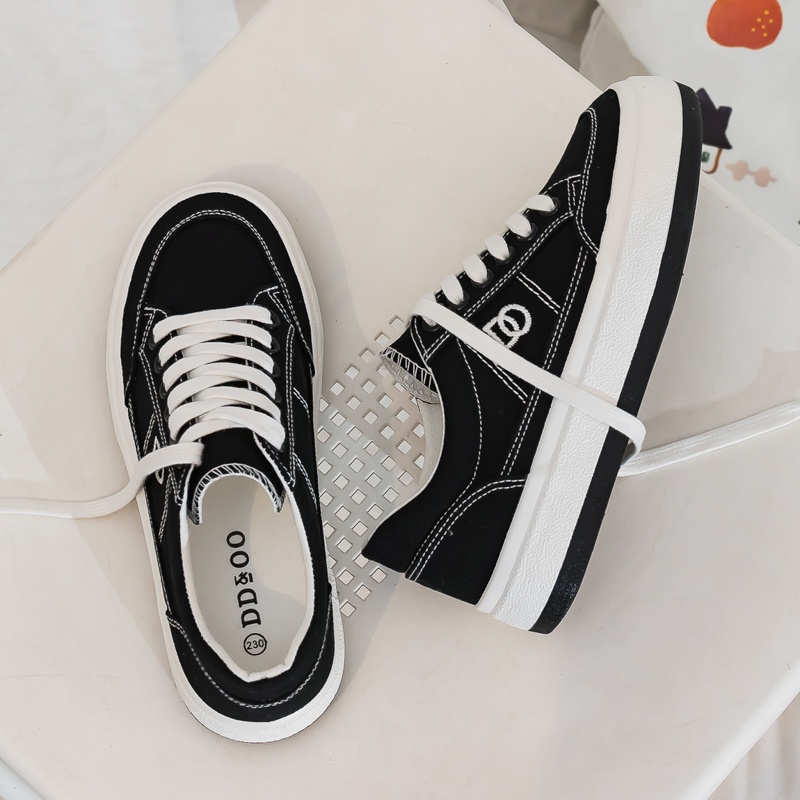 ❤ Giày vải canvas mũi tròn thắt dây thoáng khí thoải mái trẻ trung sành điệu