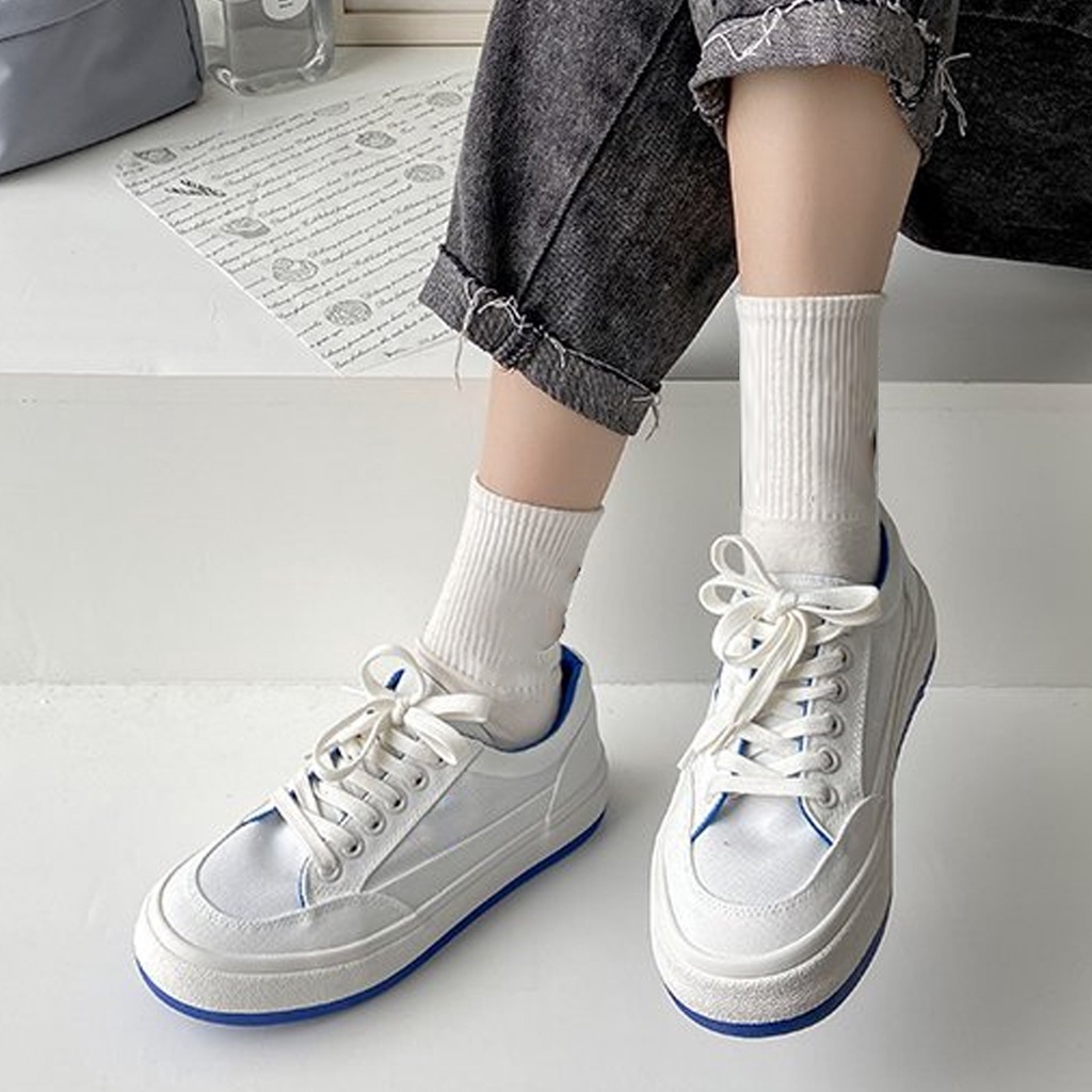 ❤ Giày vải canvas mũi tròn thắt dây thoáng khí thoải mái trẻ trung sành điệu
