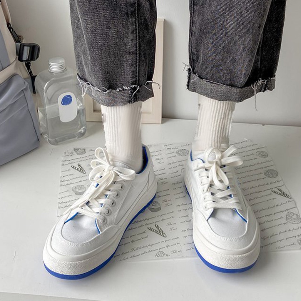 ❤ Giày vải canvas mũi tròn thắt dây thoáng khí thoải mái trẻ trung sành điệu
