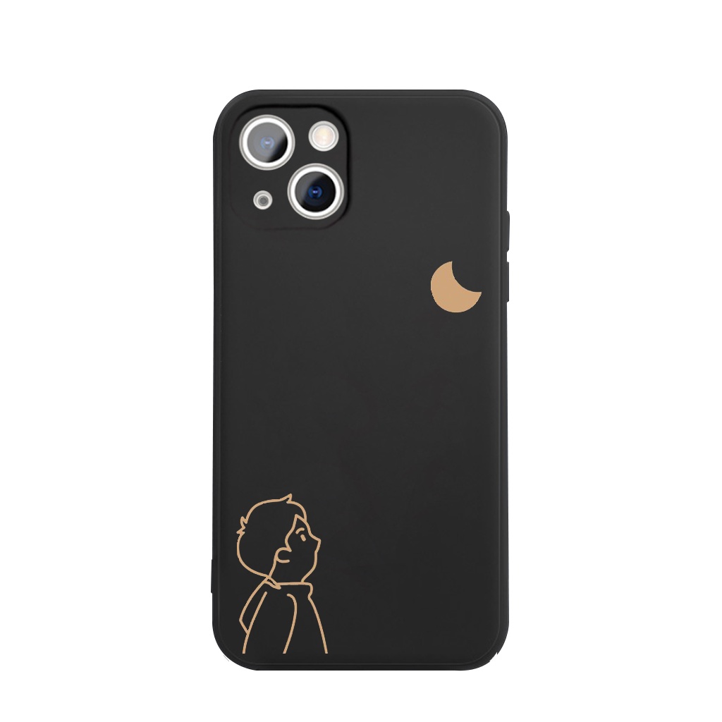 Ốp lưng mềm hình cặp đôi dễ thương đẹp đen cho iPhone 13 12 11 Pro Max SE 2020 X XR XS ip 8 7 6 6S Plus kute- q2101