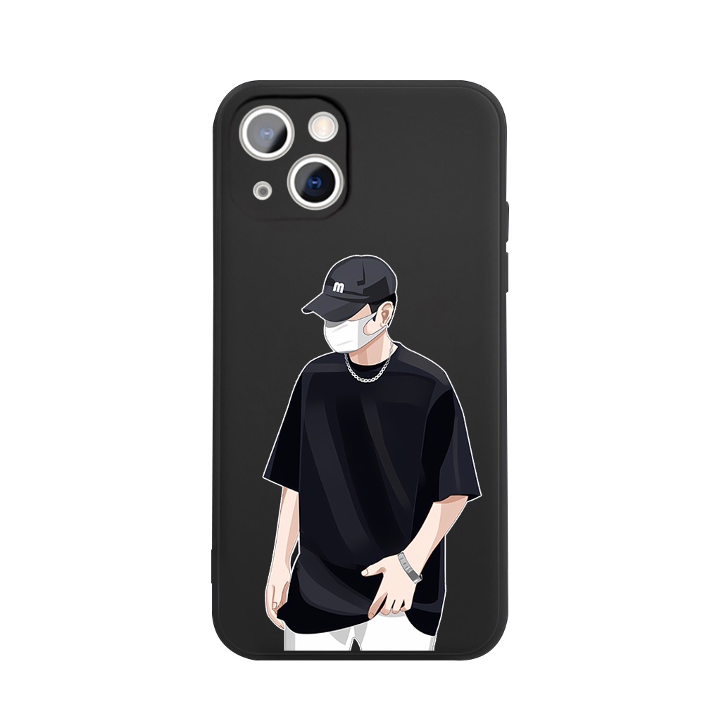 Ốp lưng mềm hoạt hình cặp đôi dễ thương đẹp đen Cho iPhone 14 13 12 11 Pro Max SE 2020 X XR XS 8 7 ip 6S 6 Plus- q2108