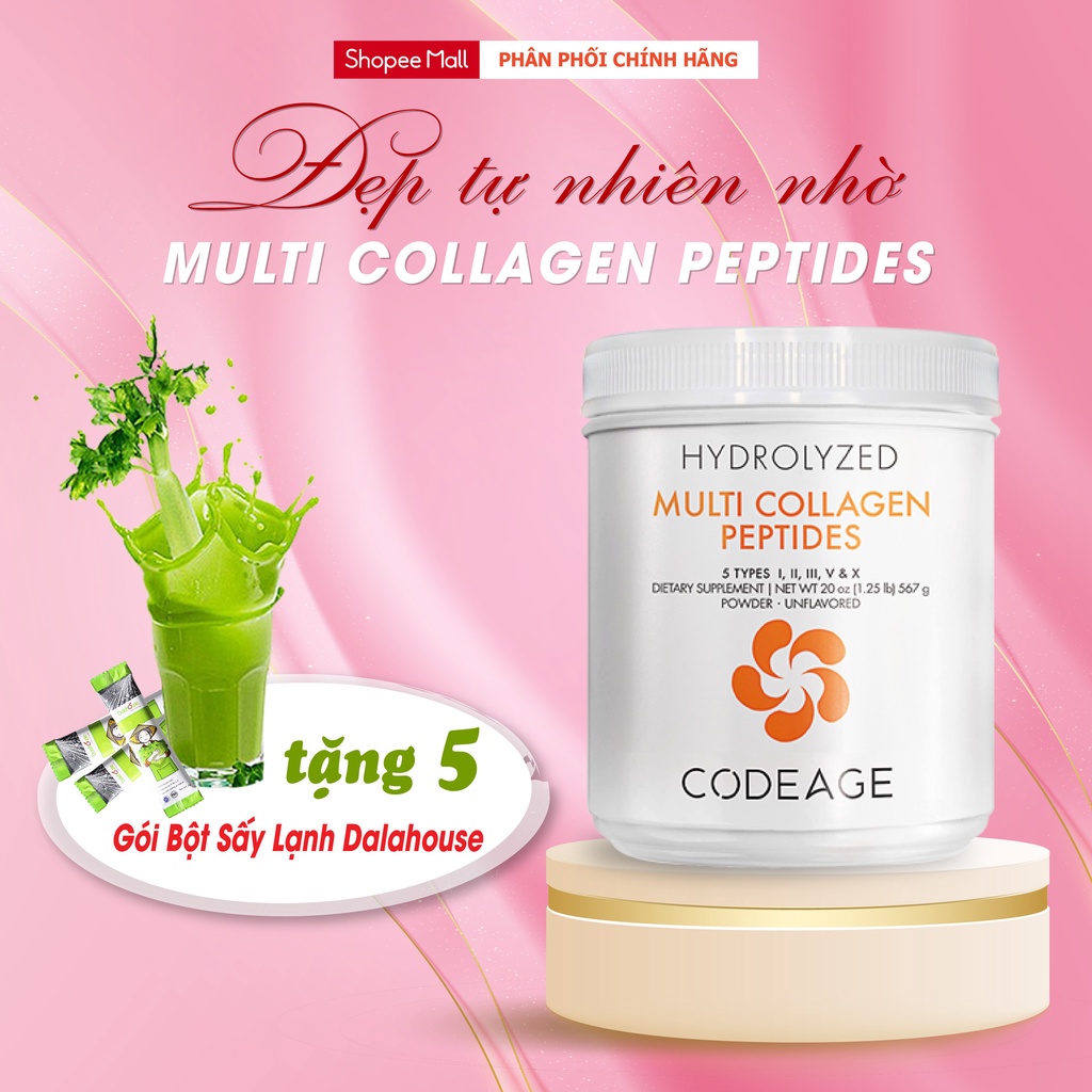 Bột Collagen Uống Thủy Phân Uống Codeage Multi Collagen Peptides 567g Chống Lão Hóa, Dưỡng Da, Tăng Cường Hệ Miễn Dịch