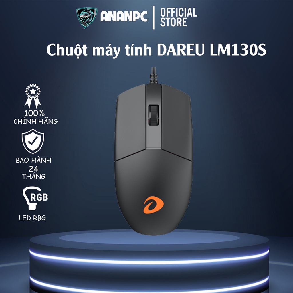 Chuột máy tính DAREU LM130S - Chuột máy tính An An PC kích thước nhỏ gọn, trọng lượng nhẹ, cầm nắm thoải mái