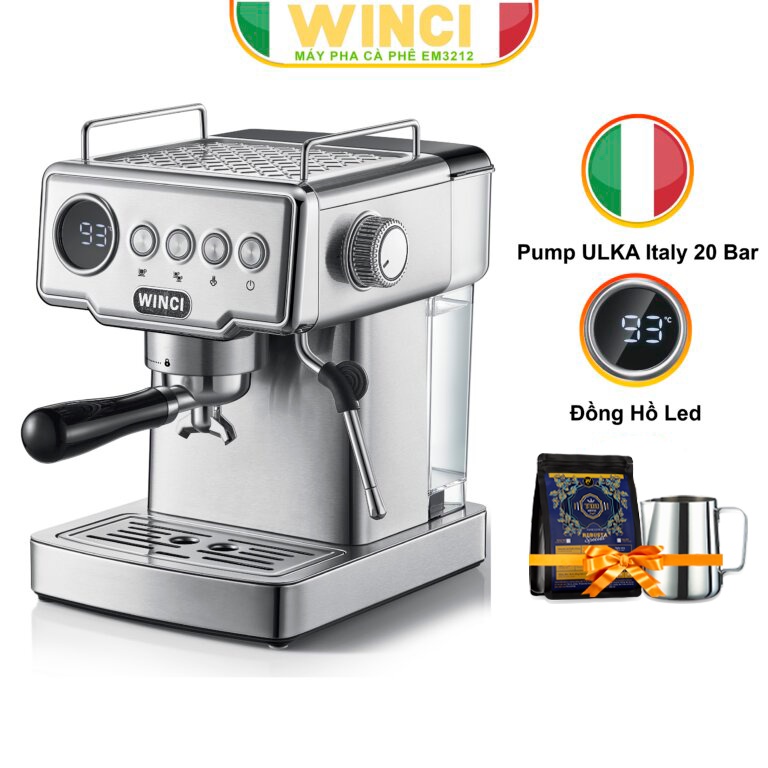 Máy pha cà phê Espresso, Capuchino, Latte Winci EM3212, bảo hành 24 tháng