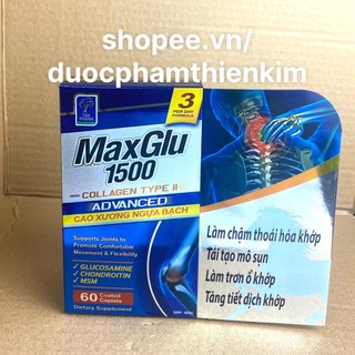 Viên uống MAXX GLU 1500 bổ sung glucosamin giúp bổ khớp, chắc khỏe xương, giám đau nhức - 60 viên