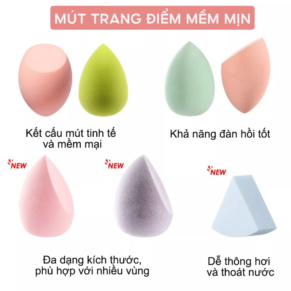 Hộp 4 Bông Mút Trang Điểm Tán Kem Nền Mềm Mại Bằng Xốp Siêu Mịn Và Tự Nhiên A156