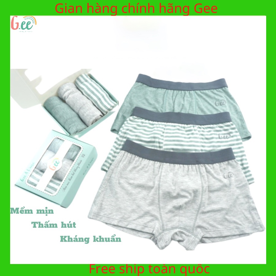 Quần chip bé trai quần sịp bé trai cao cấp Gee vải gỗ sồi mềm mại kháng khuẩn - Sét 3 quân