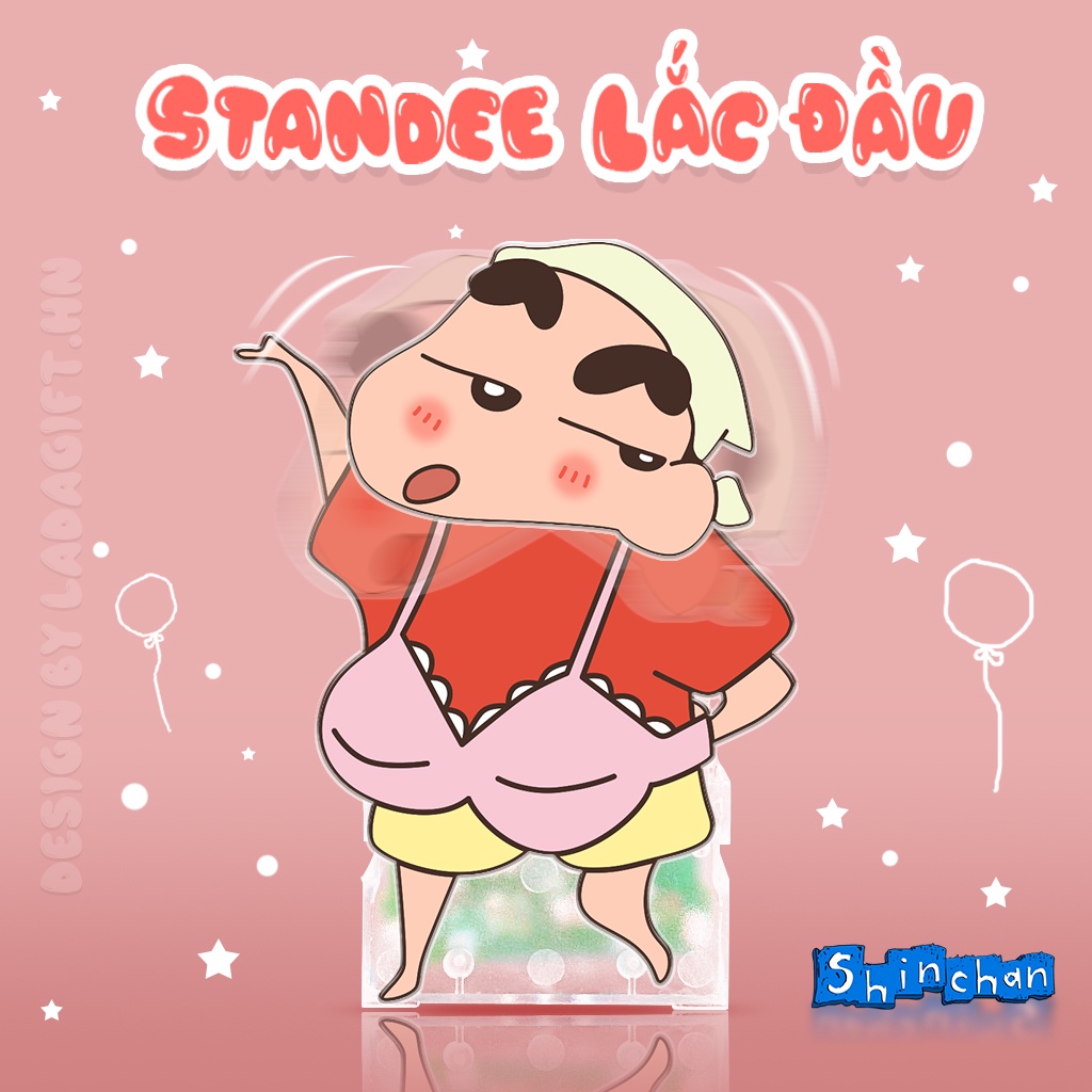 Mô hình standee lắc đầu chạy bằng pin Shin cậu bé bút chì, mô hình lắc đầu hoạt hình Shin đáng yêu làm quà tặng