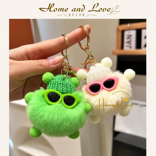✨ Móc khoá quả cầu lông xù mini dễ thương - phong cách Hàn Quốc ✨
