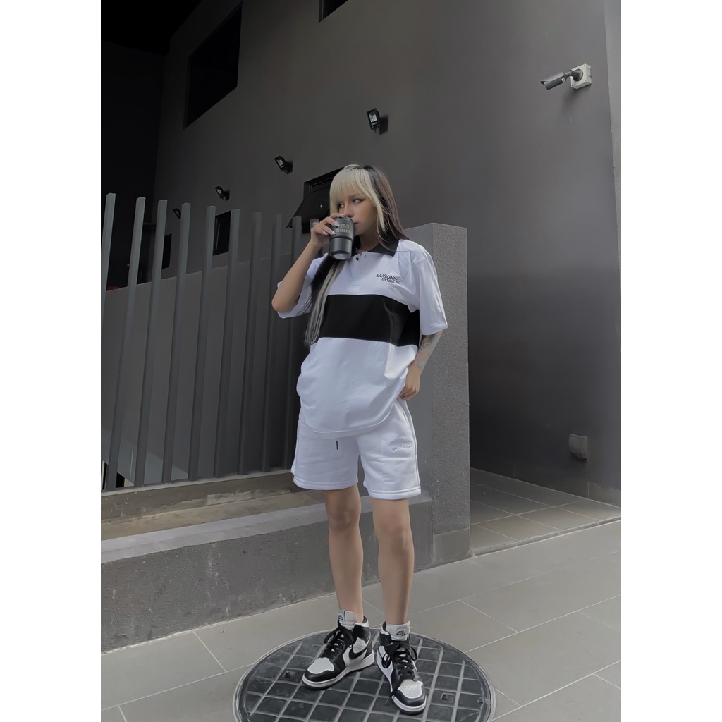 Áo Polo Unisex SAIGONESE Local Brand Special Collection / Trắng Sọc Đen