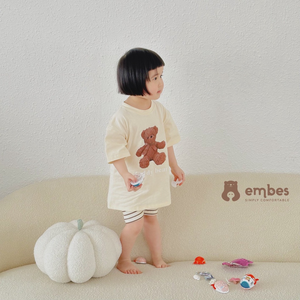 Áo phông cho bé Áo thun cộc tay form rộng chất cotton hàng hãng EMBES dành cho bé từ 9kg đến 23kg