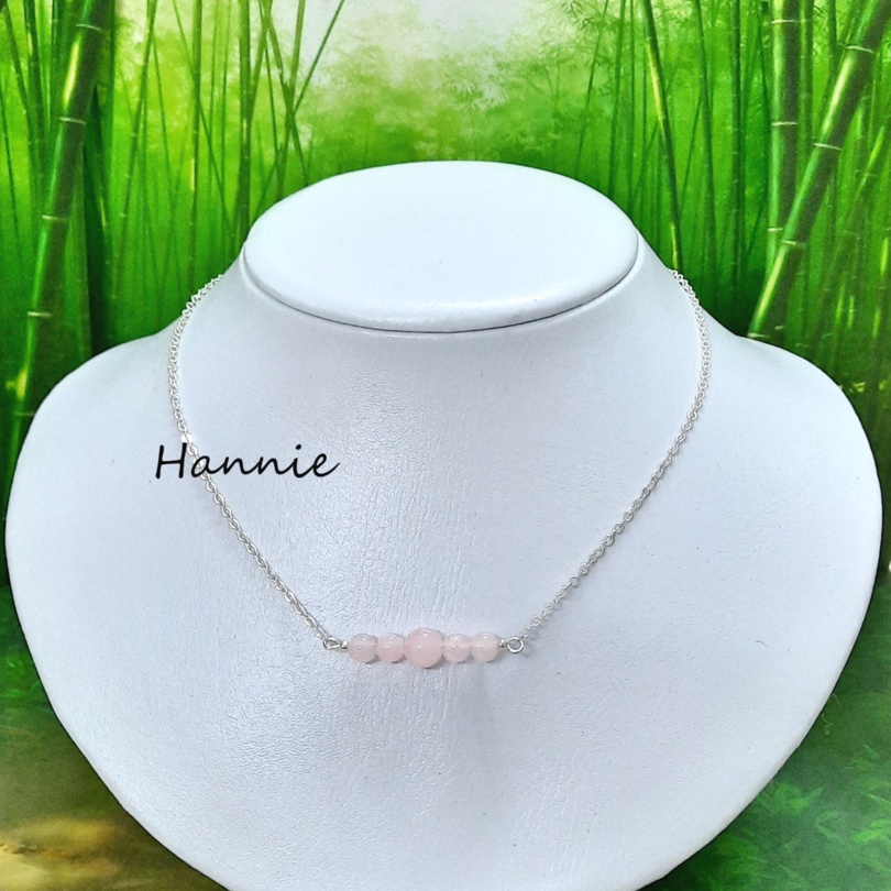 (Trắng/Cam/Hồng/Tím/Xanh biển) Set vòng tay vòng cổ hạt giả đá dây kim loại màu bạc- Lắc tay dây chuyền nam nữ đơn giản