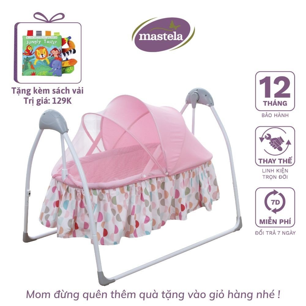 Nôi điện ru ngủ tự động điều khiển từ xa kết hợp nhạc trắng ru ngủ cho bé sơ sinh tới 2 tuổi Mastela SG239