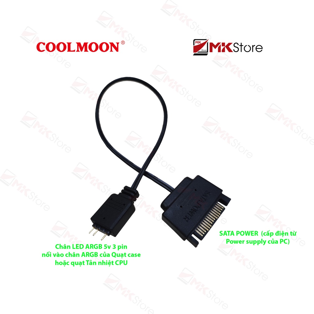 Coolmoon SATA POWER Cable cấp điện LED cho Quạt ARGB 5v 3 pin
