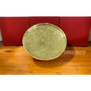 Mâm bồng đựng hoa quả , đĩa đựng trái cây bằng đồng , hoạ tiết Rồng Phượng 35cm - Mâm đĩa đựng trái cây thờ cúng phong t