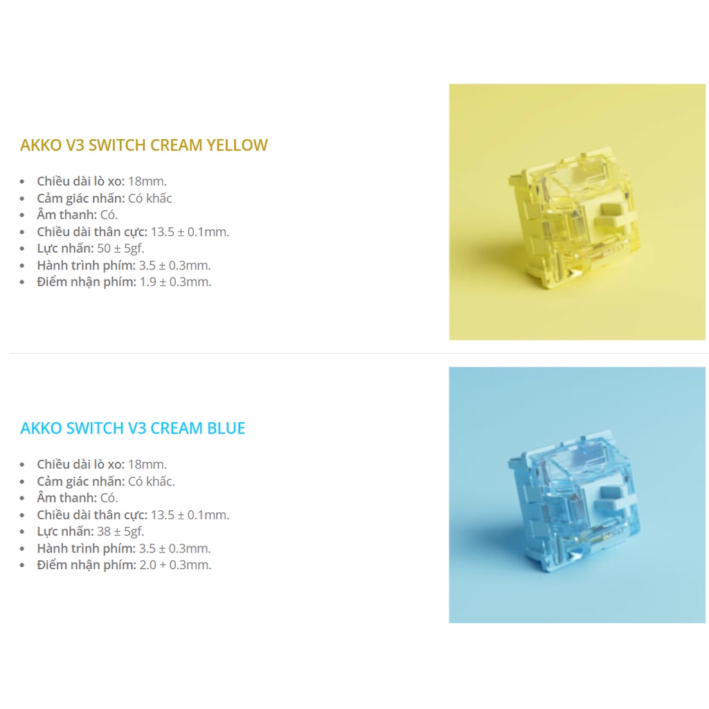 SWITCH AKKO CREAM YELLOW/BLUE V3 (Lẻ 1 Switch) - Hàng chính hãng