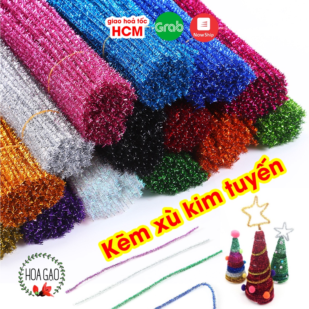 Kẽm nhung làm hoa, kẽm lông HOA GẠO GKL đủ màu tạo hình trang trí noel, hoa tết, hallowen, mầm non handmade | BigBuy360 - bigbuy360.vn