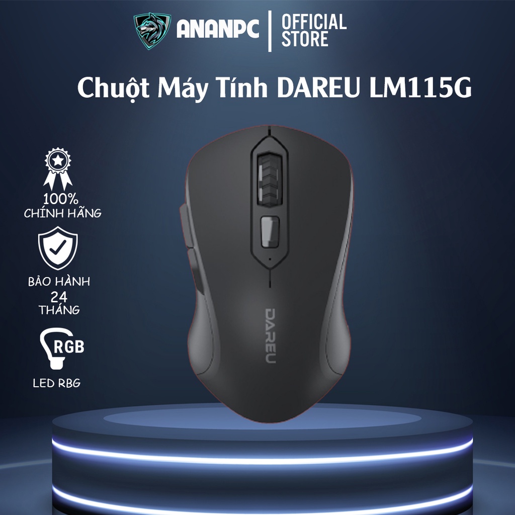 Chuột Máy Tình DAREU LM115G - Chuột Không Dây An An PC Thiết Kế Nhỏ Gọn Tiện Ích