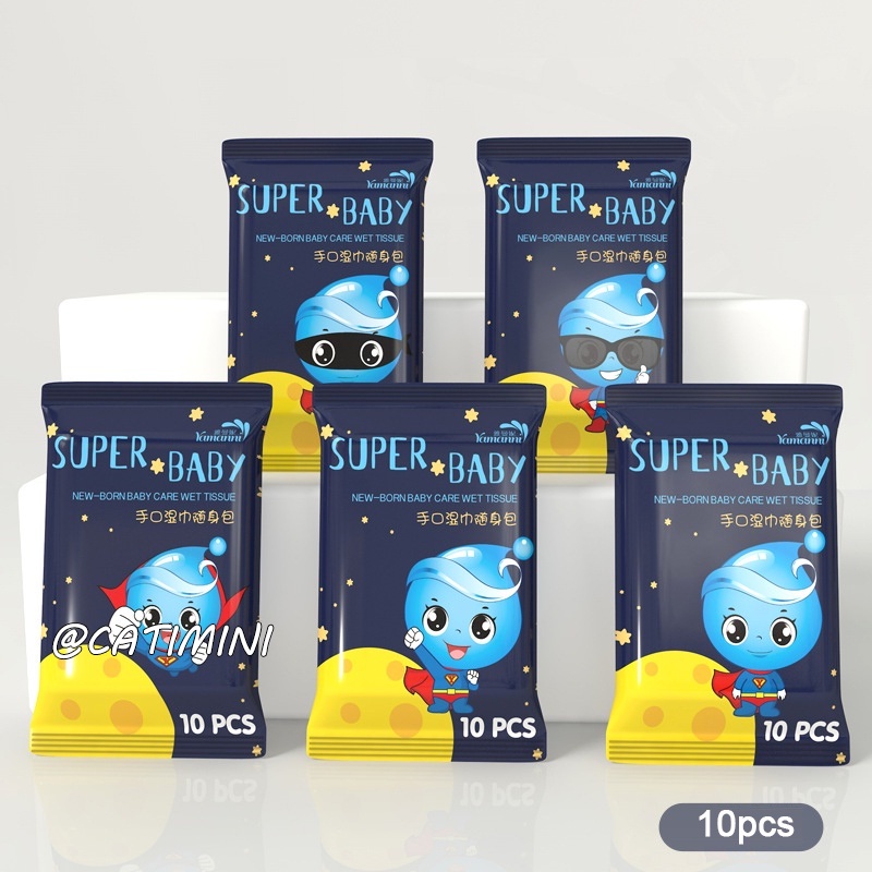 CATIMINI Bộ 10 Túi Khăn Ướt Lau Tay Miệng Nhỏ Dùng Một Lần Cho Bé