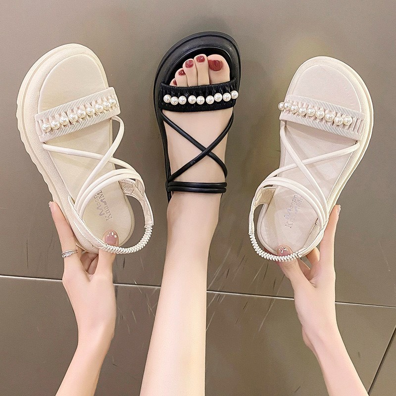 Dép xăng đan nữ quai chéo đế bánh mì 3cm siêu nhẹ hàng QC cao cấp mã 308