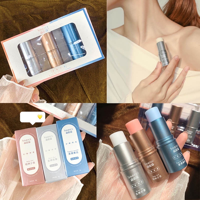 Bộ Nước hoa khô nam nữ dạng sáp SAMRKLO chính hãng unisex ngọt nhẹ thơm lâu，Nước hoa sáp bỏ túi bộ sưu tập/Bộ 3 Nước Hoa Chống Mồ Hôi Hương Thơm Tự Nhiên Và Tươi Mới Dễ Mang Theo Cho Nam Và Nữ Lưu Hương Lâu Dài
