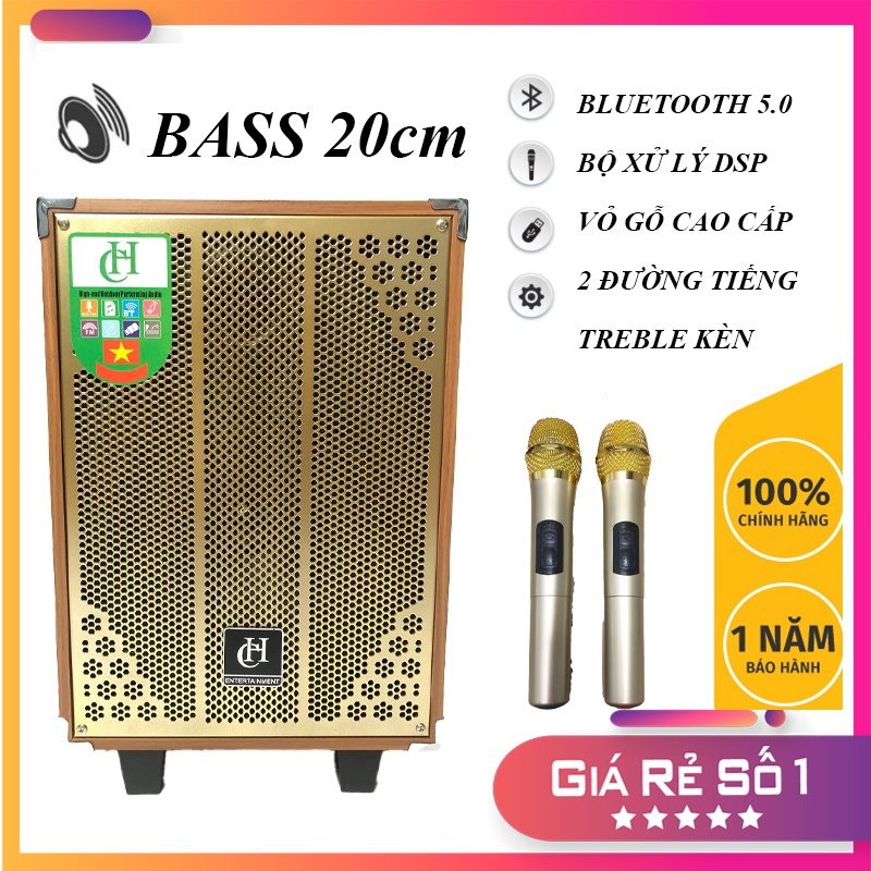 Loa Kéo Bluetooth Bass 20 Vỏ Gỗ Tặng 2 Micro Karaoke Hút Âm , Loa Bluetooth Giá Rẻ Bảo Hành 1 Năm Chính Hãng.