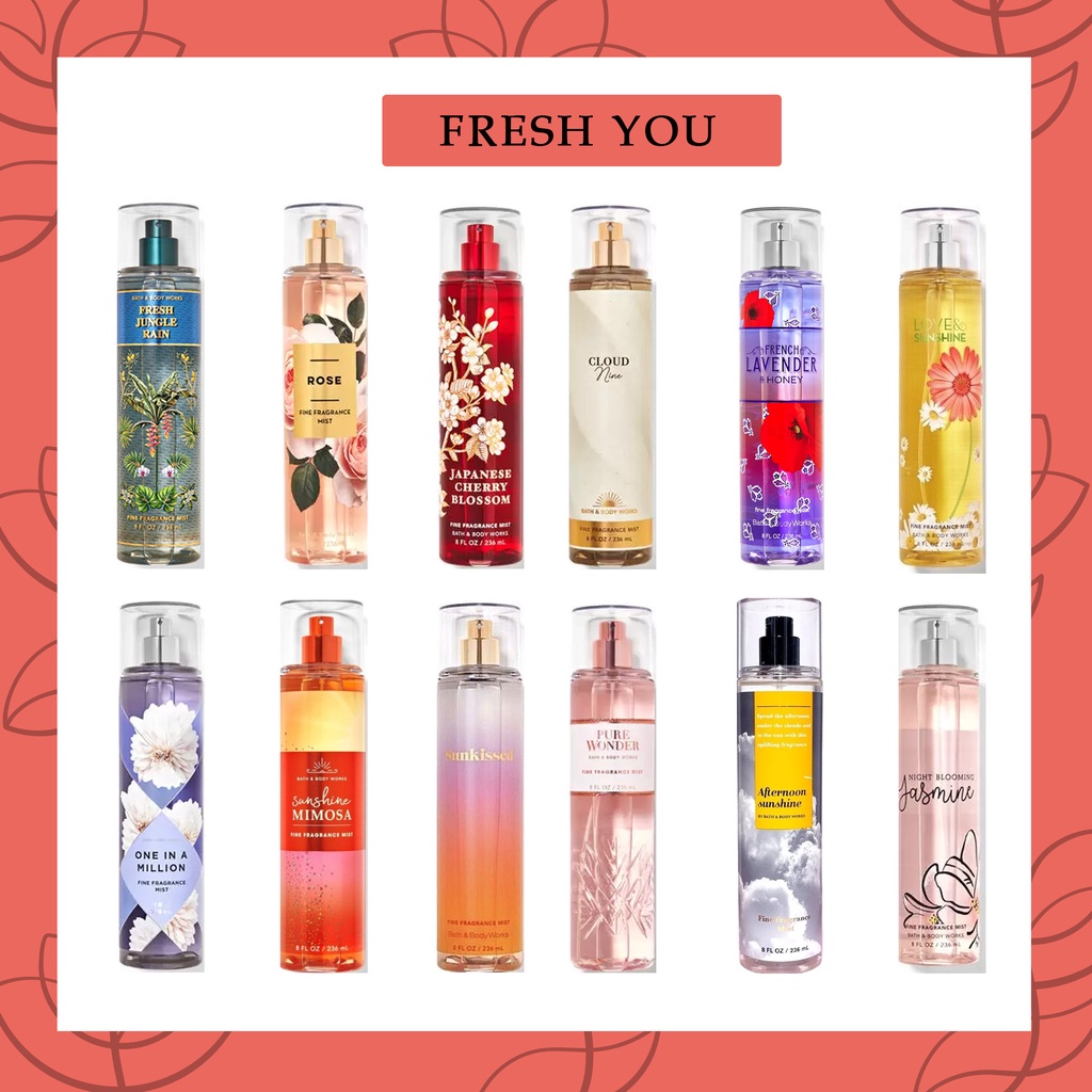 Hoa 10ml thủy tinh -  xịt thơm toàn thân body mist Bath & Body Works Victoria's Secret - fresh you