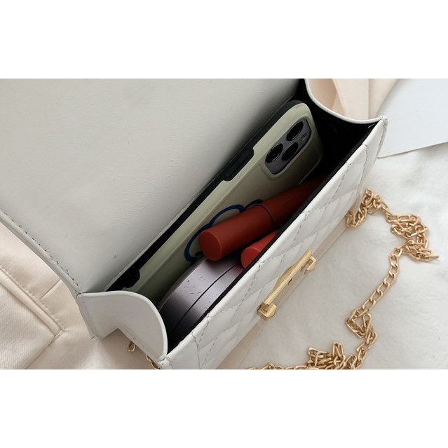 Túi Đeo Chéo Dáng Vuông Nhỏ Phối Dây Xích Thời Trang Hàn Quốc Cao Cấp