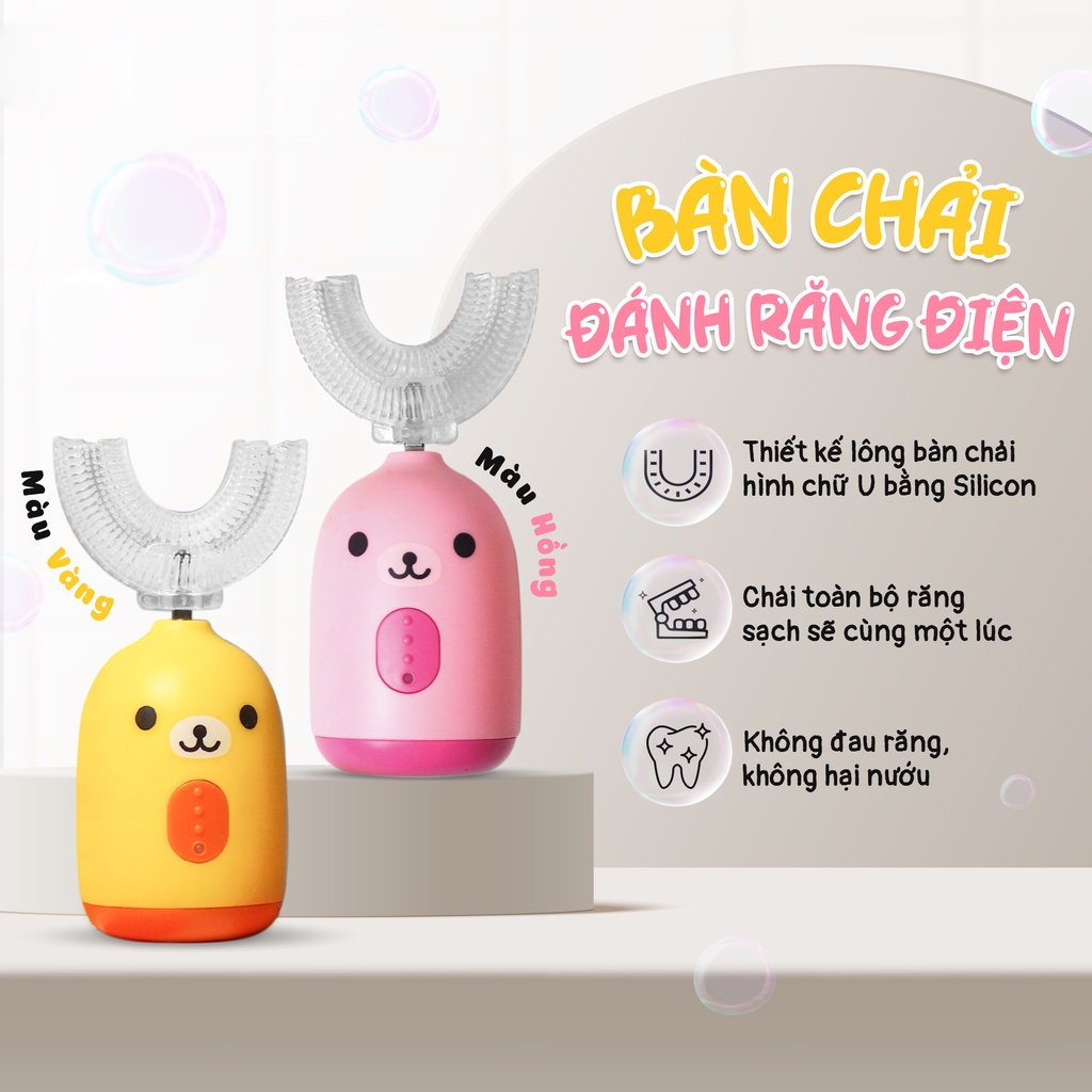 Bàn chải đánh răng điện trẻ em hình chữ U CHIBÉ CB004