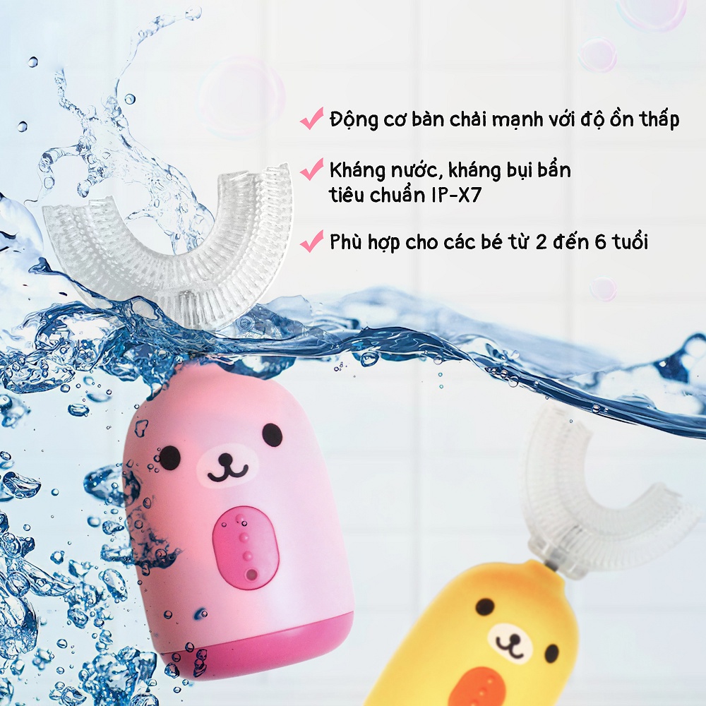 Bàn chải đánh răng điện trẻ em hình chữ U CHIBÉ CB004