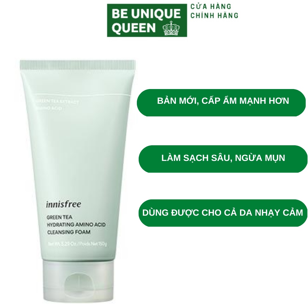 Sữa Rửa Mặt Trà Xanh Innisfree Green Tea Foam Cleanser Cho Da Dầu Mụn Chính Hãng 150ml - srm