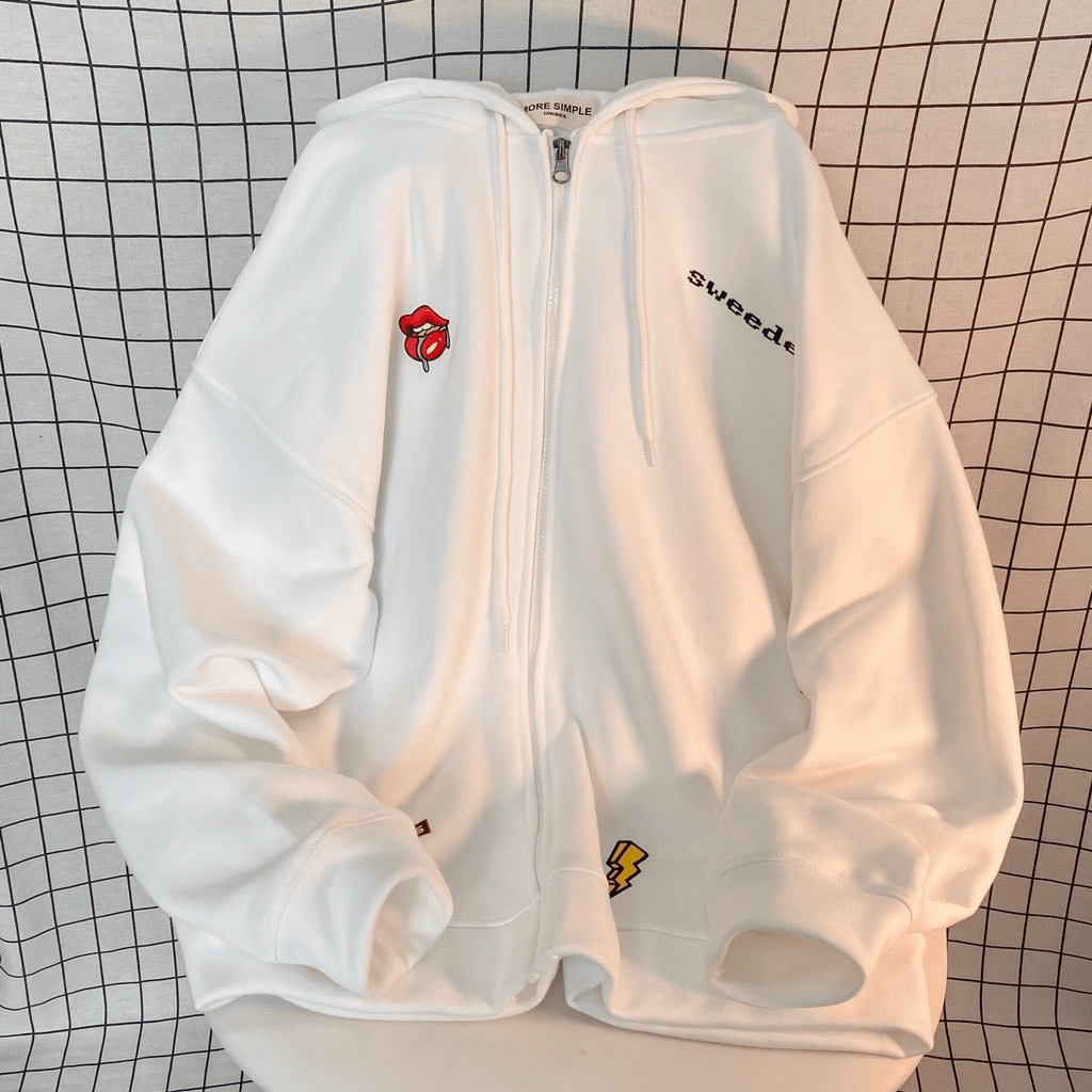 Áo khoác hoodie nữ form rộng nón 2 lớp dày dặn in đôi môi fullzip cực đẹp thích hợp đi chơi đi học đều được Kyt_Fashion